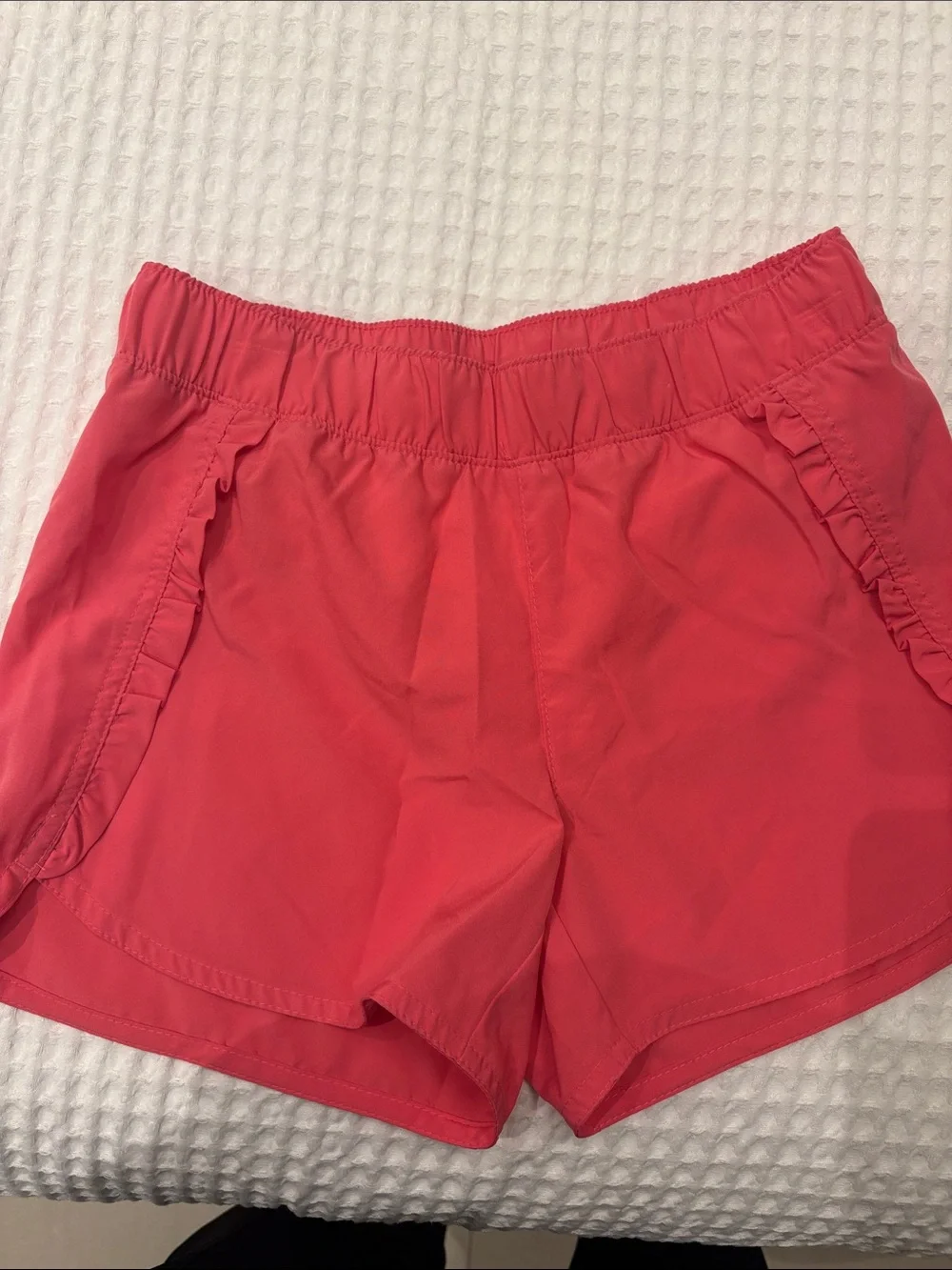 Old Navy Girls' Black and Coral Elastic-Waist Active Shorts